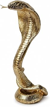 Majestic Golden Cobra Snake Statue, Intricately Detailed Serpent Figurine Exotic Home Decor Accent for Home Office Shelf Living Room Bedroom Table Desk Mythical & Symbol of Protection and Wisdom Small