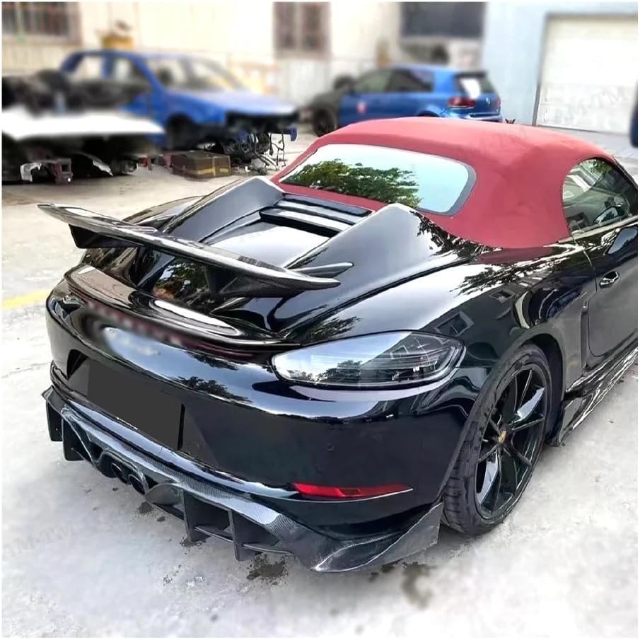 Compatible with Porsche 987 981 718 Carbon Fiber Spoiler Rear Wing Auto Racing Car Styling Tail Lip Body Kit Hump Style2(Matte Black)