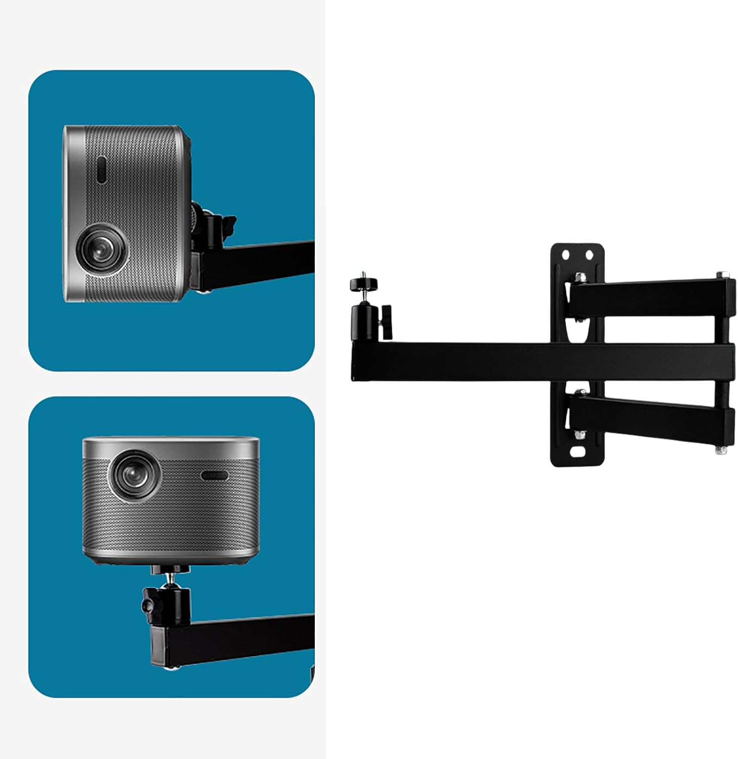 Foldable Projector Wall Mount Universal Ceiling Wall Projector Mount Stand Projectors Bracket,1/4" Screw Size (Wall Mount) (B 16.1 * 15.7in)