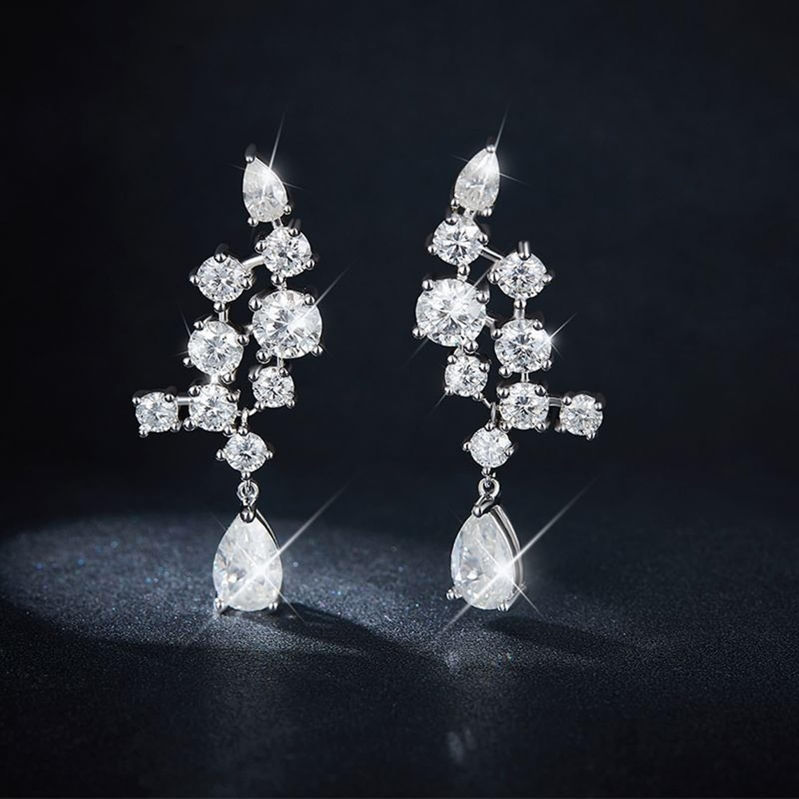 KnSam Ohrhänger Sterlingsilber, Ohrstecker 925 Silber Elegant mit Moissanit 6.1ct 5x8mm Damen Ohrringe Hänger Moissanit