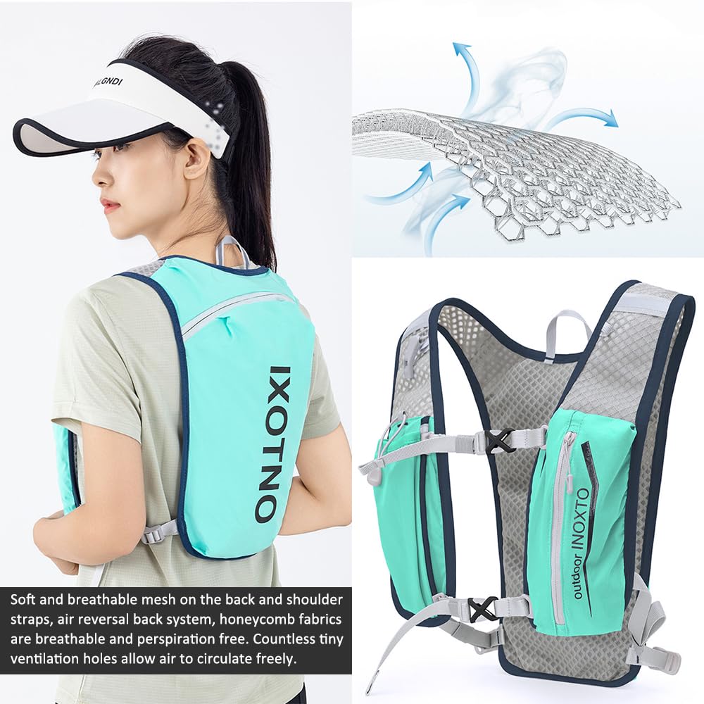 Mochila de chaleco de hidratación para correr, mochila ligera de 5 litros, correas ajustables en el pecho, chaleco de hidratación para correr, con bolsa de vejiga de agua o termo suave