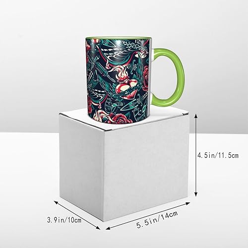 Miniatura 5 de Taza de café vintage con diseño de rosas y tatuajes, tazas de café de cerámica con asa, tazas de té, tazas para café, tazas para beber, regalos para