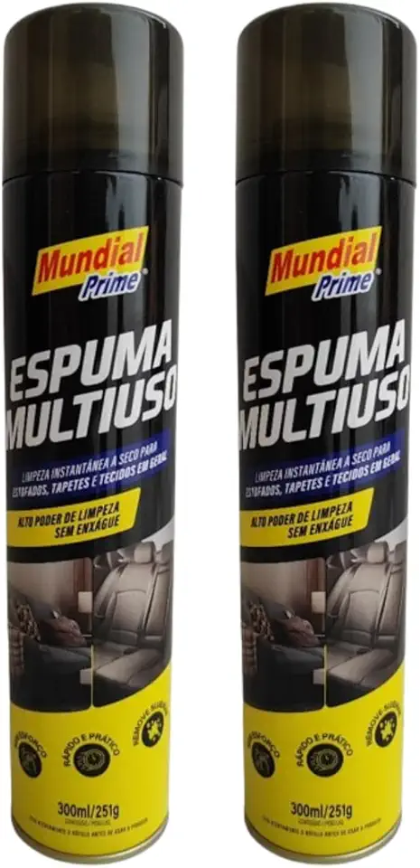 Espuma Multiuso higienização a seco Limpeza Instantânea Carros sofás Tapetes colchões 300ml Kit 2