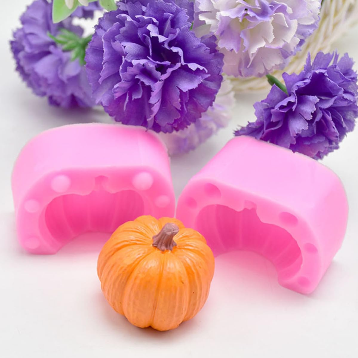 24 Piezas Molde de Silicona para Calabaza de Halloween, Rosa