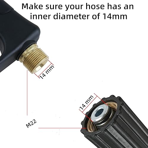 Miniatura 3 de Sooprinse Pistola de lavado de alta presión 3000 PSI Max, pistola corta de lavadora a presión con conector rápido de 1/4 pulgadas, M22-14 Negro