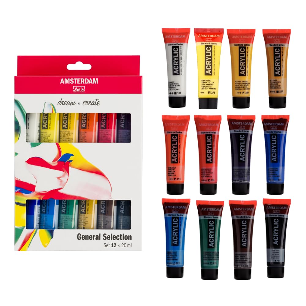 Amsterdam Standard Series Set Di Pittura Acrilica Per Principianti | Set Di Miscelazione Dei Colori (12 X 20 Ml) | Colori Di Base-image