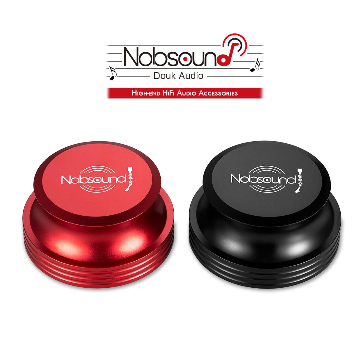 Nobsound LP Vinyl Turntable Disc Stabilizer Record Weight Metal Matte Black - Sospensione del pannello sonoro nero (rosso)