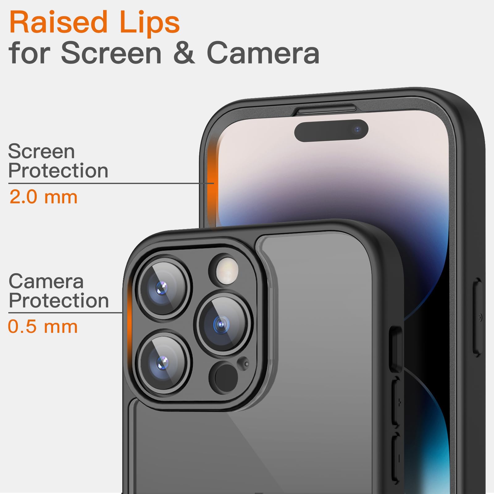 JETech Cover Per IPhone 14 Plus 6,7 Pollici | Custodia 360° Con Protezione Schermo Integrata E Retro Trasparente | Nero