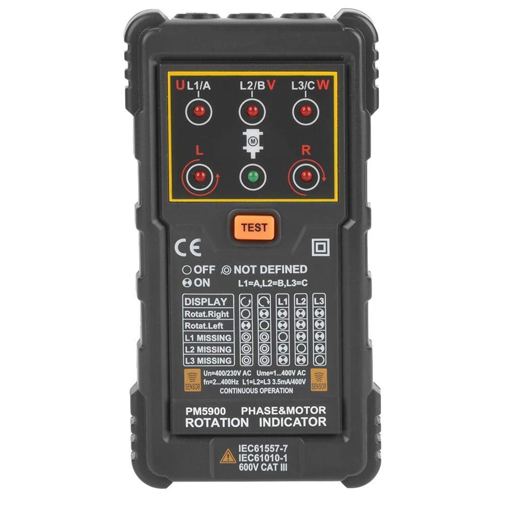 PEAKMETER PM5900 Motor 3 Fase Motor Rotación Indicador Tester Portátil Handheld Tester Herramienta necesaria para instalar, reparar o mantener 3 Fase o Motor