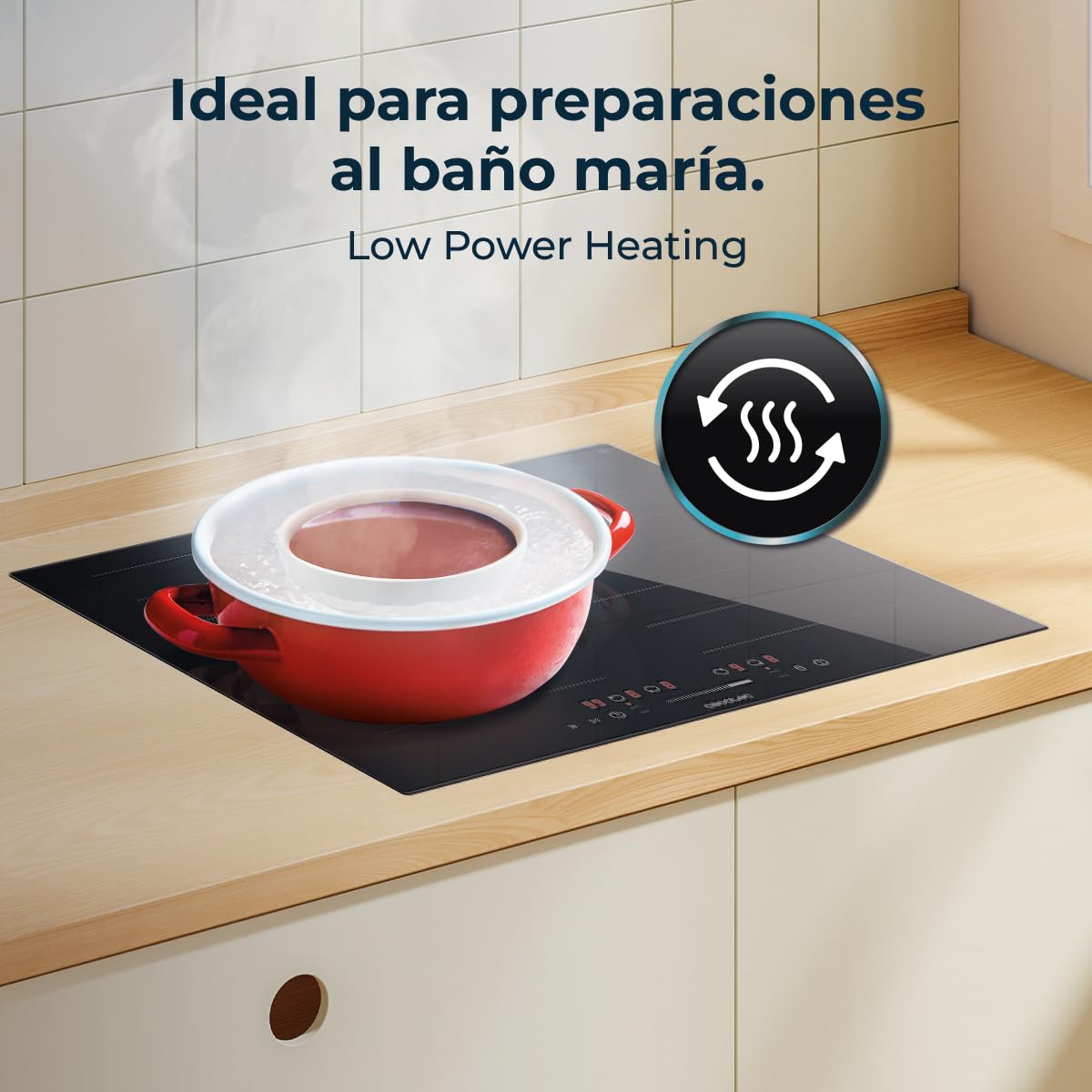 Cecotec Placa de Inducción 2 Zonas Flex Bolero Squad 4001 Flex. 7200W, 9 Niveles, Bajo Consumo, Temporizador, Booster Function, Control Táctil, Bloqueo para Niños, Stop&Go