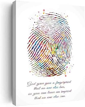 DAVUD Canvas Farmhouse Wall Art,Fingerprint Quote Watercolor Print Finger Print Poster Inspirational Motivational Quote DNA Art Gift Typography Office Wall Art Decor- 8 in x12 in-Ready to hang