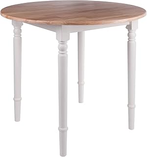 Winsome Sorella Round Double Drop Leaf Dining Table, for Dining Room, 30", Natural & White