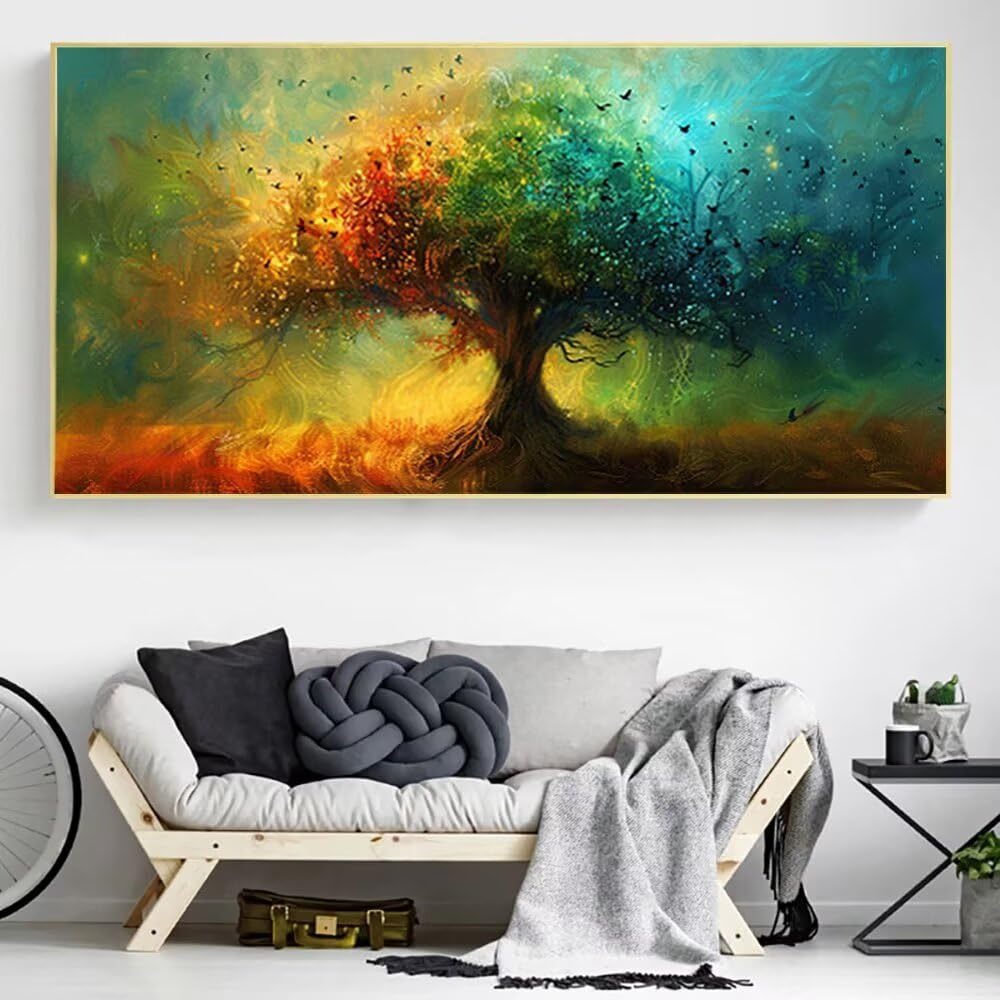 5D Diamant Schilderij Boom Diamant Art Kits Volwassenen, DIY Diamond Art Landschap Diamond Painting Kit, Vierkante Boor Edelsteen Kristal Art Borduurschilderijen Mozaïek Kits voor Volwassenen, Kamer