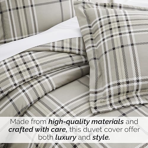 Southshore Fine Living, Inc. MF-DUV-VILPLD-MOC-Q Plaid Bedding Duvet Cover, Queen Size/Full Size - Hotel Quality Full/Queen Duvet Cover Set thumb #3