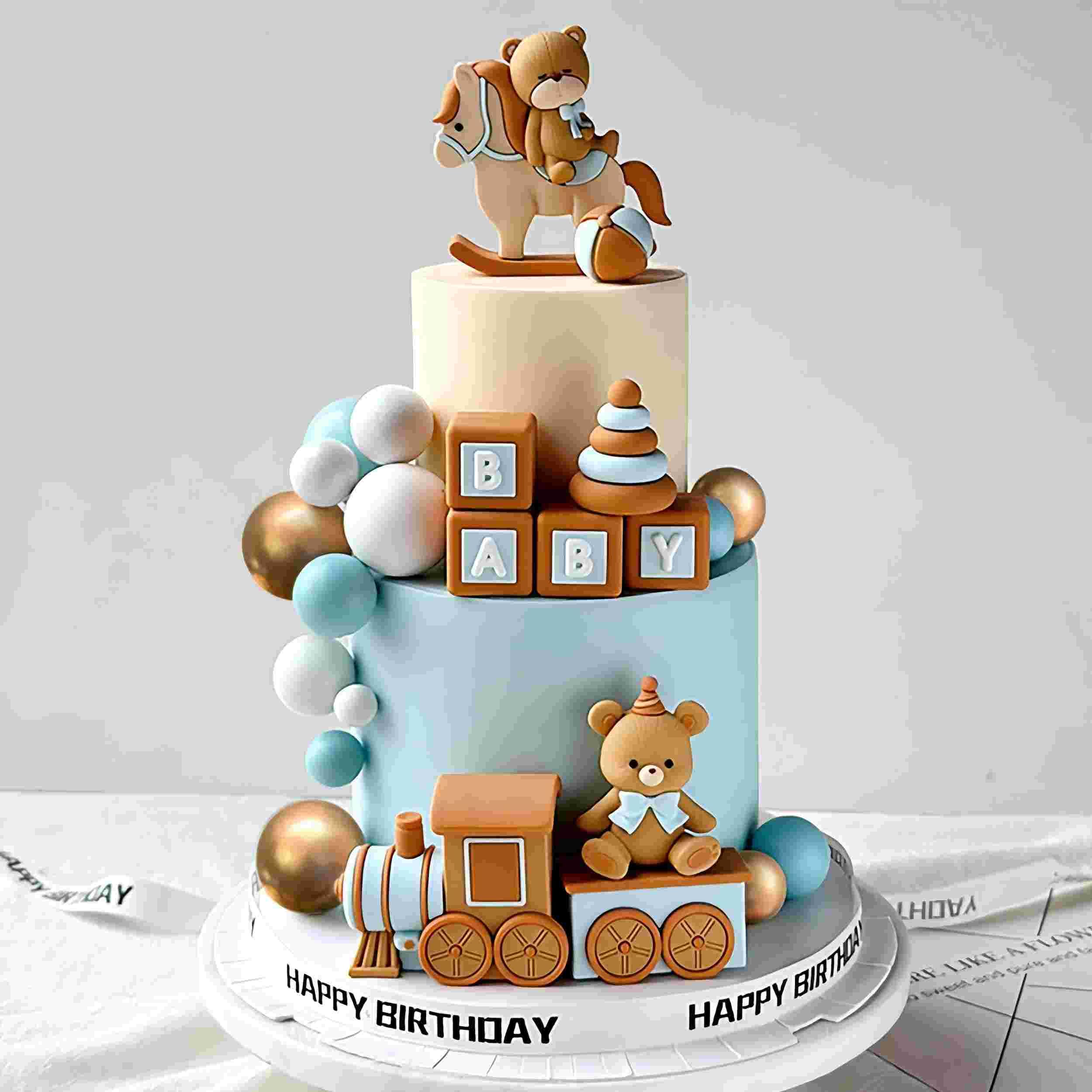 Roaring Good Time Bolas Azules Oso Decoración de Tarta Babybear Babyshower Cake Topper Osos Tren Cumpleaños