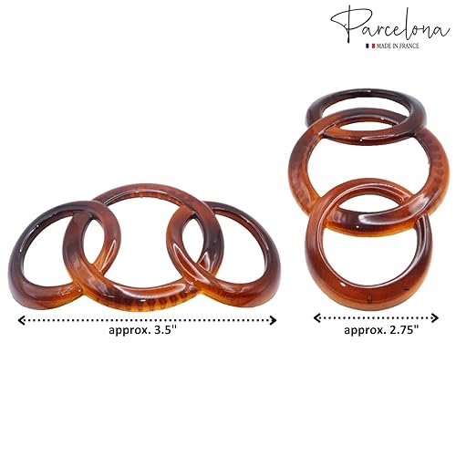 Miniatura 7 de Parcelona Pasador deslizante de pelo de celuloide francés de 3.5 pulgadas con triple anillo, pasador, pasador antideslizante, cola de caballo para