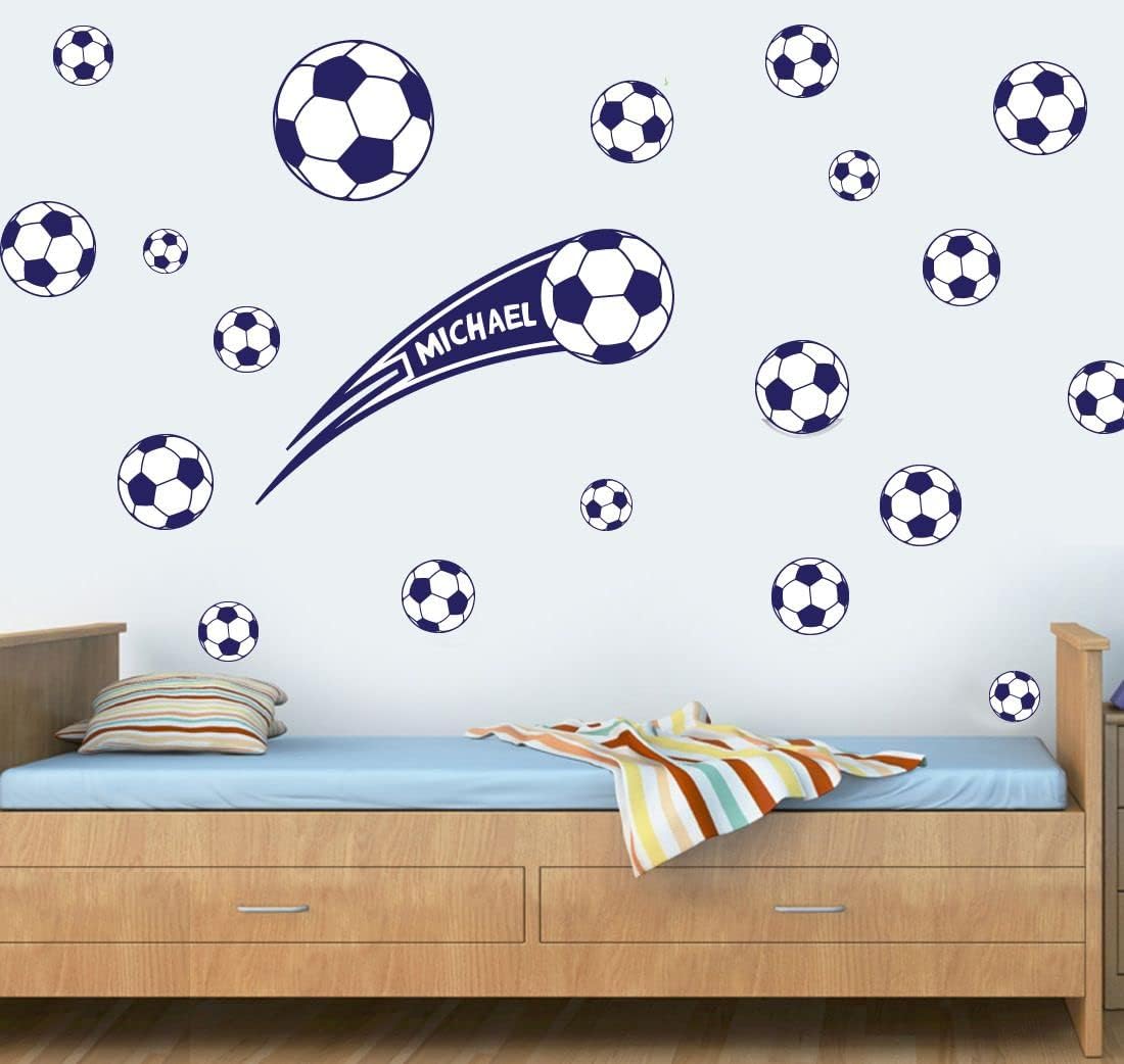 Personalised Footballs Pack of 20 Dark Blue Wall Art Vinyl