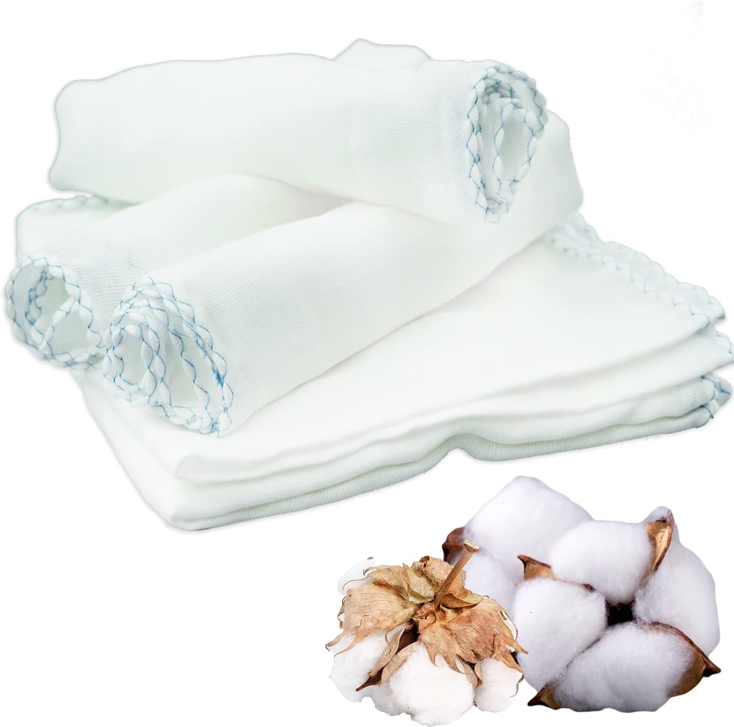 ZHIGAOLTDDENG 10 Pcs Muslin Face Cloths, 30x30cm Cotton Face Pack Facial Towels Reusable Skin Friendly Cleansing Cloths Remover for Makeup Removal Facial Cleaning
