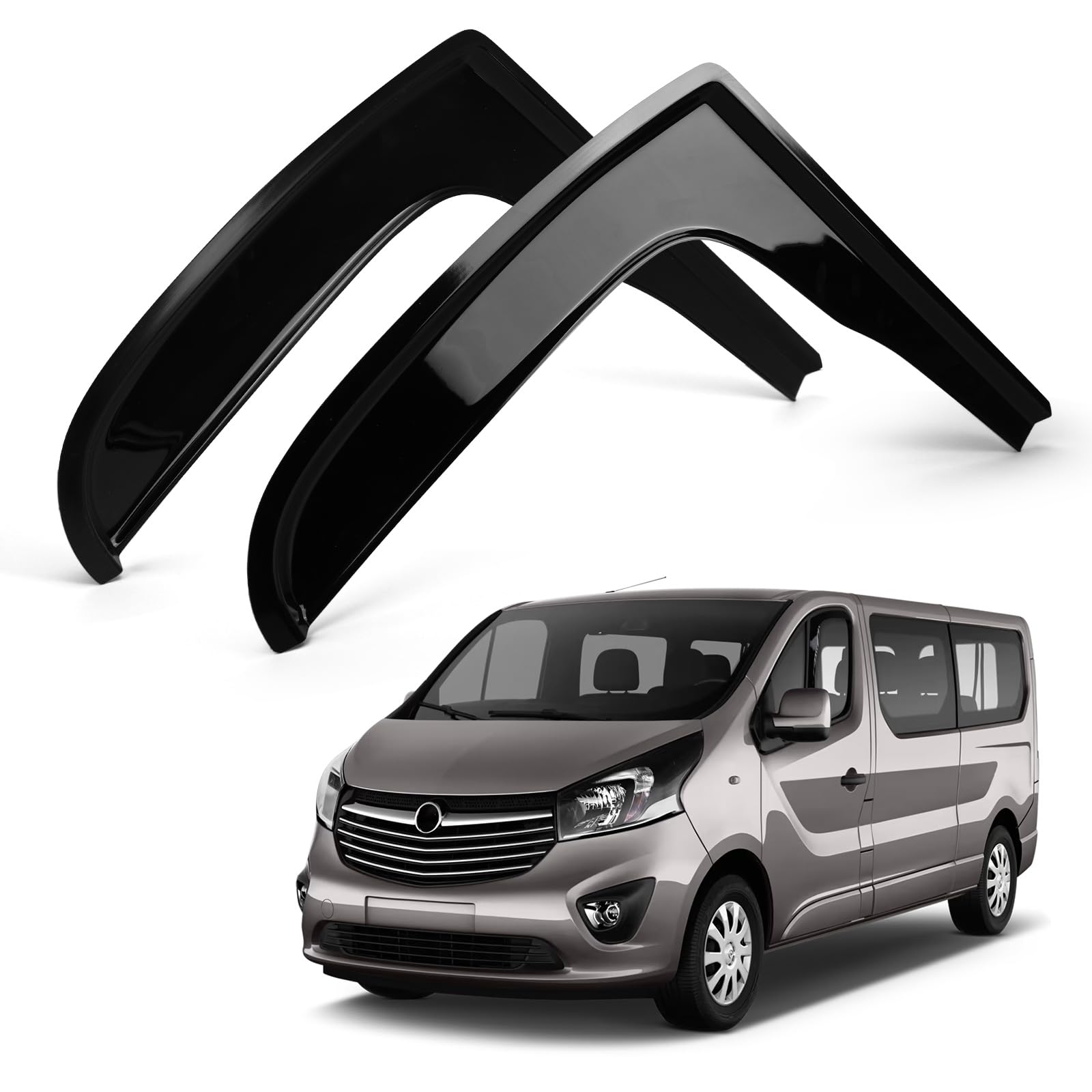 Juego de 2 deflectores de viento para ventanas de repuesto para Renault Trafic 2014-2024, color negro, deflectores de viento y lluvia para ventanillas laterales