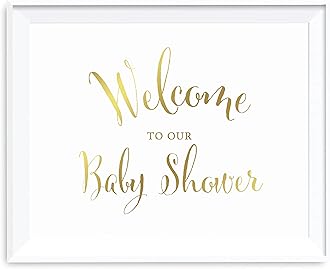 Andaz Press Baby Shower Party Signs, Metallic Gold Ink Print, 8.5x11-inch, Welcome to our Baby Shower, 1-Pack, Unframed