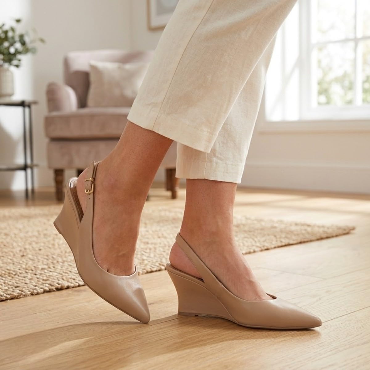 Sapato Feminino Scarpin Slingback Vizzano Salto Anabela Napa Conforto e Estabilidade