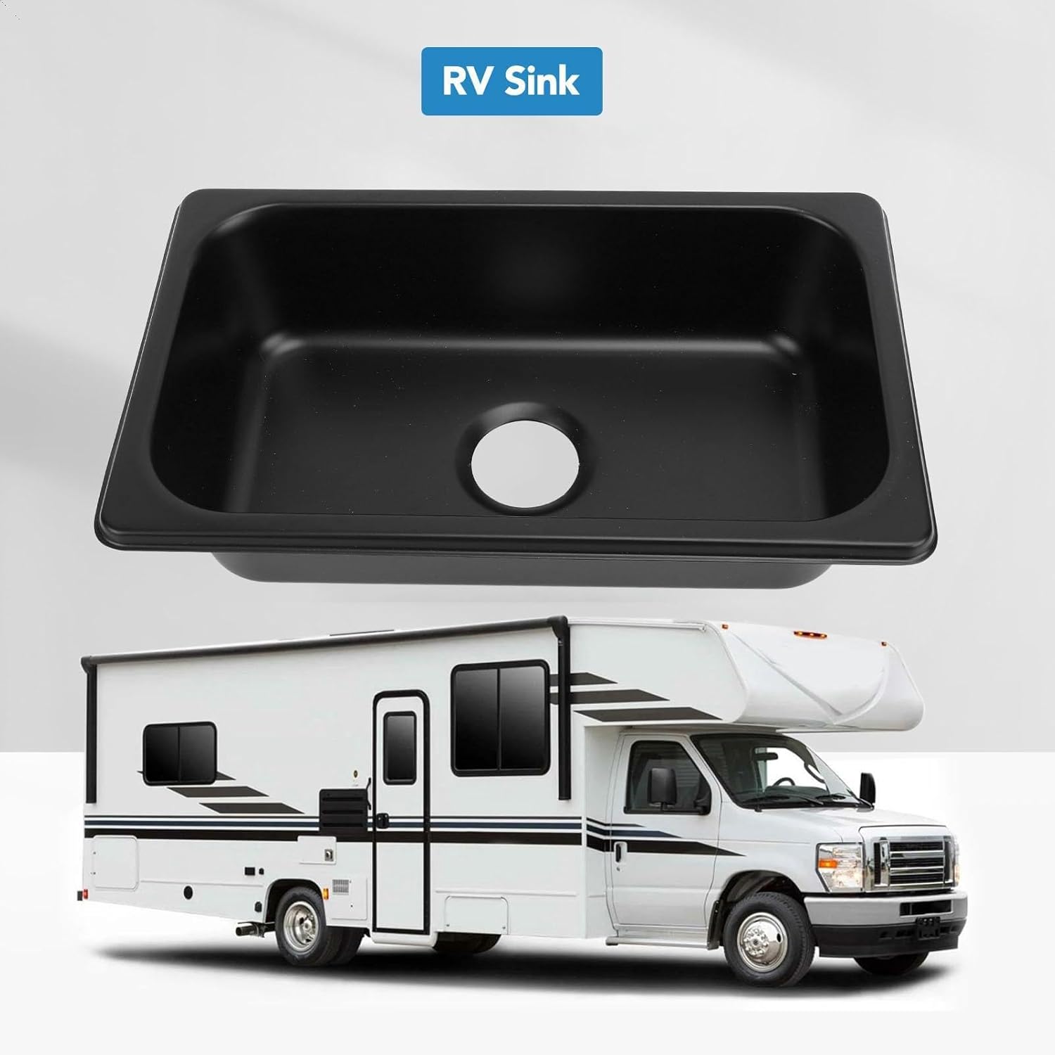 RV Sink, 304 Stainless Kitchen Bar Sink, 40mm Round Recessed Waste Outlet, Kitchen Rectangular Hand Wash Basin, for Mini Vanity Hand Wash for Camper, Trailer, Caravan,Bar,