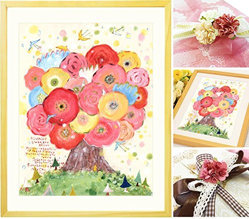 Amazon.co.jp: プレゼント 絵 幸せアート「咲きつづく日々」(ミニ