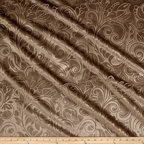 Embossed/Brocade Velvet Scroll by Unique Quality Fabrics - Fabric for upholstering Furniture, Pillows, tablecloths, Crafts, Sewing, Draping (Cut by The Yard, Taupe)