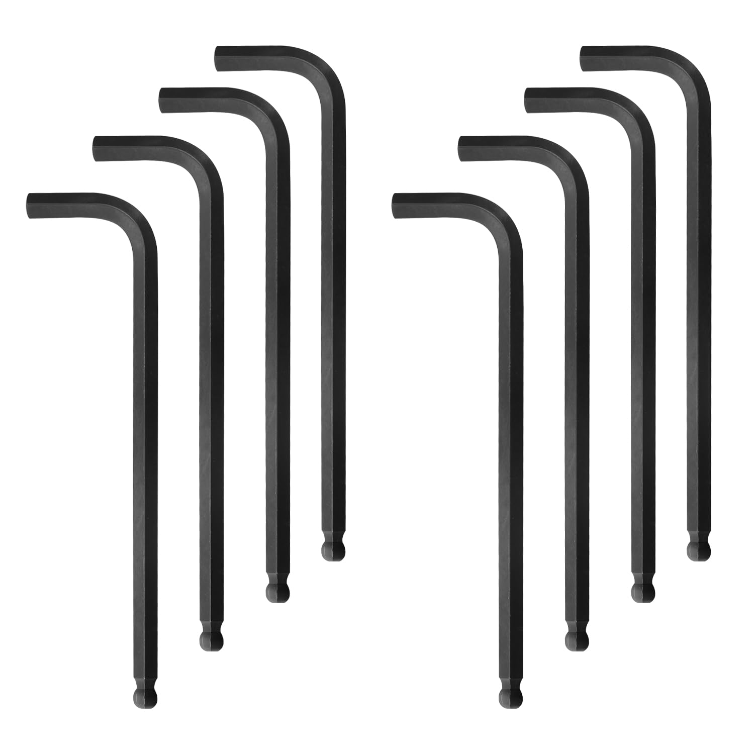 Winfox 8Pcs 10mm Ball End Hex Key Wrench, Long Allen Key, CR-V Steel with Black Oxide Finish, L-Shape Professional Repair Tool for Furniture, Bikes & Equipment