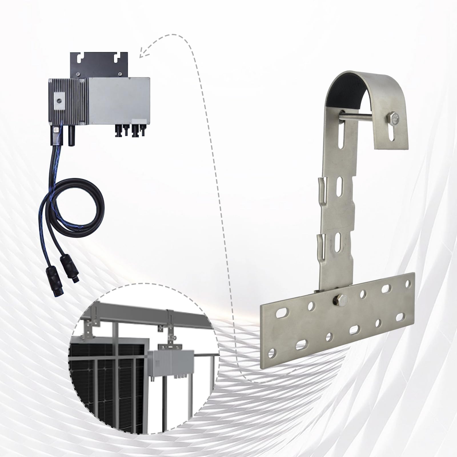 Supporto per centrale da balcone: pannello solare per pannelli solari e un inverter fotovoltaico, supporto pannello solare angolo di inclinazione 0° e 15-30°, supporto per balcone per centrale