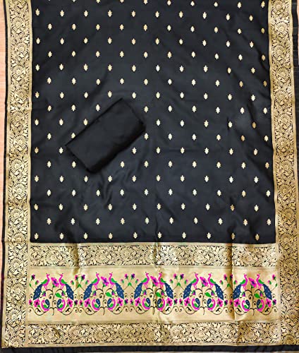 Image of Pandadi Women's Banarasi Paithani Woven Design Dress Material