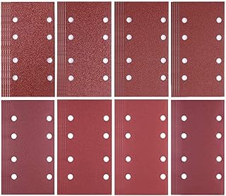 80 Pieces Sander Paper 93 x 185 mm Sanding Sheets Hook and Loop Sander Pads Punched 8 Holes Assorted 40/60/ 80/120/180/240/320/400 Grits Sanding Pads for Bosch Sander…