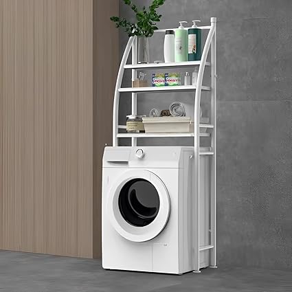 PESOMA 3-Layer Bathroom Space Saver|Over The Washing Machine Rack|Bathroom Corner Stand Storage Racks Organizer for Bathroom, Laundry, Space Saver Metal Storage Pack of 1