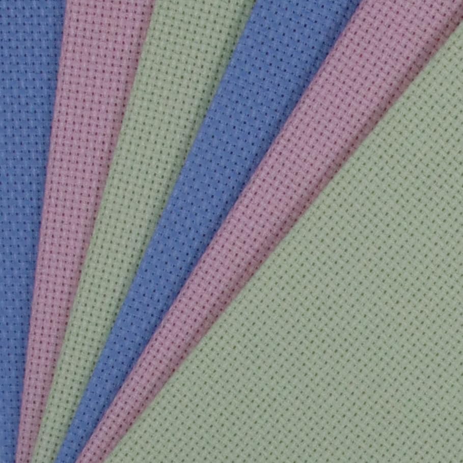 Image of KCS 6 pc of 12 inch x 18 inch(30cmx45cm) 14CT Counted Cotton Aida Cloth Cross Stitch Fabric (Light Blue+Pink+Light Green)