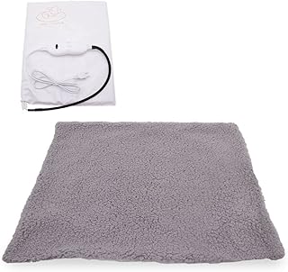 Sakar Pet Genius Heated Pet Bed, Warming Bed for Dogs and Cats with Removable Cover, DoubleSided Puppy Bed for Winter and Summer, Dirt Resistant and Non Slip Bottom, Brown and White, (PET603)