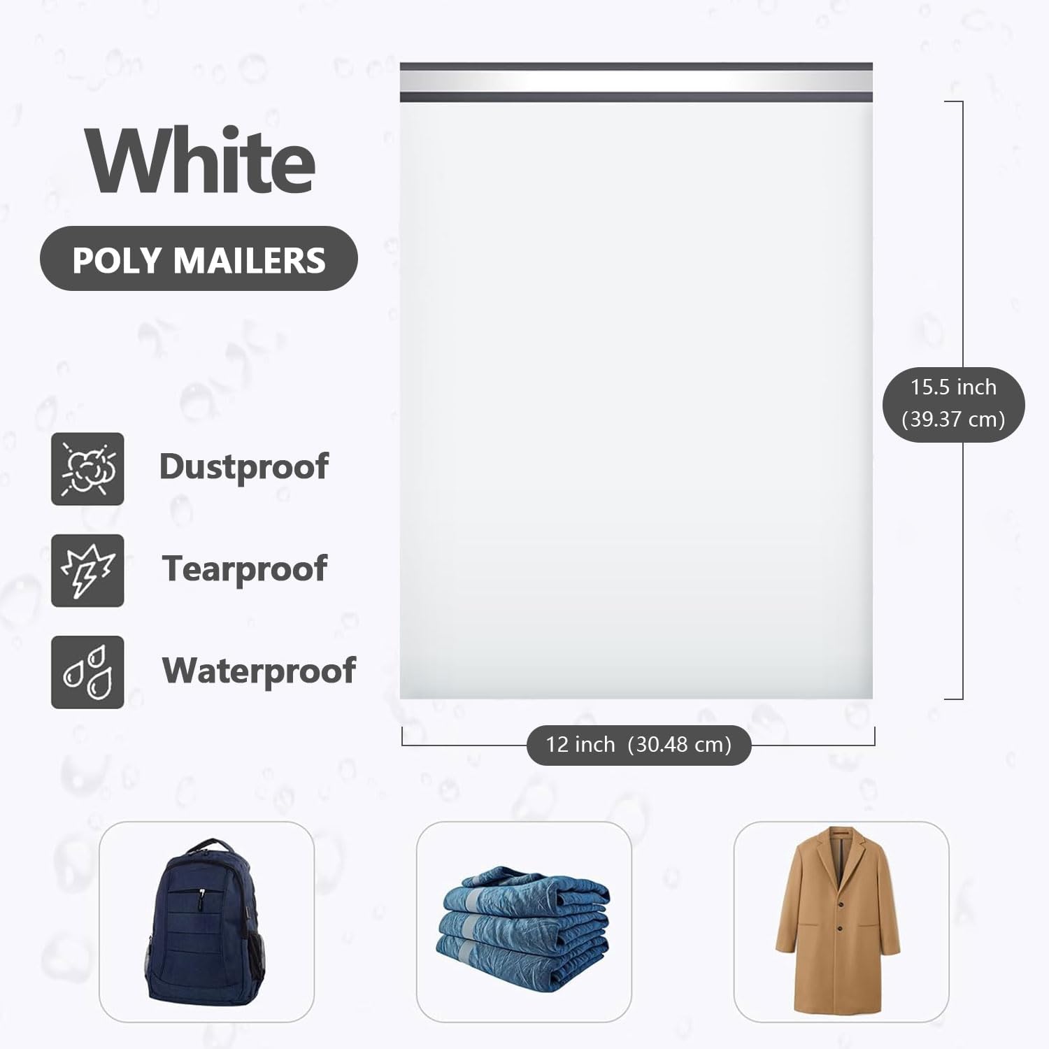 Poly Mailers 12x15.5 Inch 500PCS, 5 Layer Waterproof Self-Seal Shipping Bags for Clothes,Mailing,Books,Package, Strong Adhesive Tear-proof Mailers Bags Poly Envelopes for Small Business