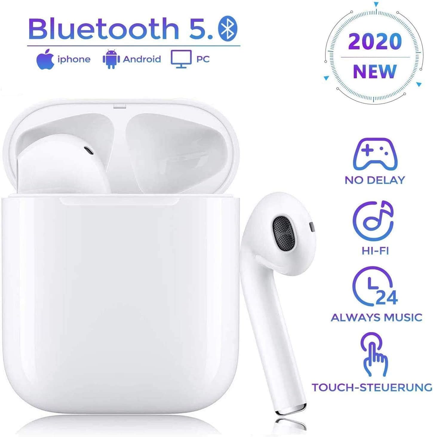 Wireless Headphones, i17 airpods tws Bluetooth Headphones In Ear 5.0 Wireless Earbuds Touch Control Wireless earphones with Microphone/Power Display Charging Case for IOS Android Samsung Huawei HTC
