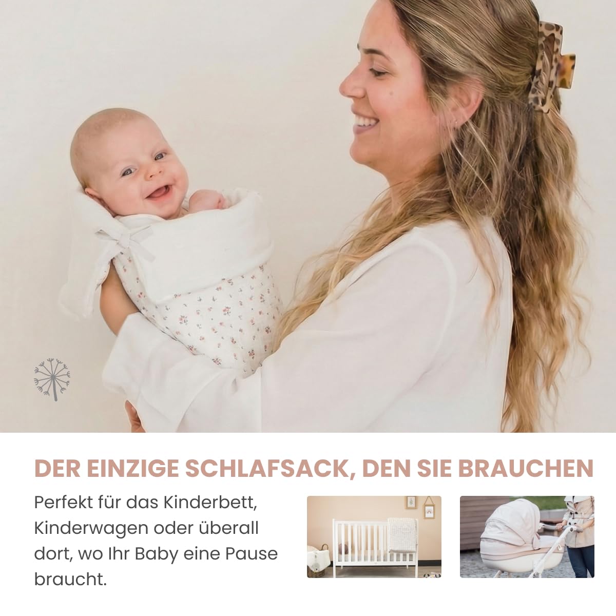 MIMUSELINA Fußsack Babyschale Ganzjährige Einschlagdecke Sommer Winter Herausnehmbarem Futter 100% Baumwolle Neugeborene 0–12 Monate Blossom