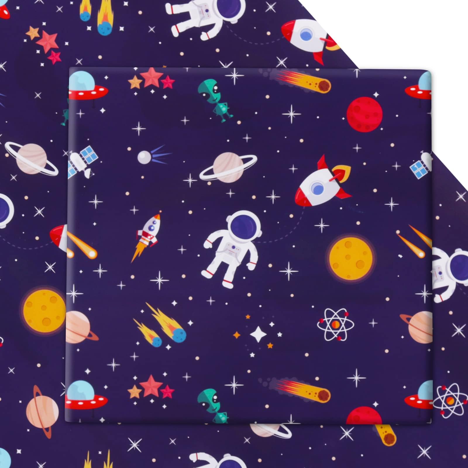 AircooL Birthday Wrapping Paper For Kids Girls Boys Women Men, Outer Space Design Wrapping Papers, Space Wrapping Paper 6 Sheets Folded Flat 20x28 inches per sheet