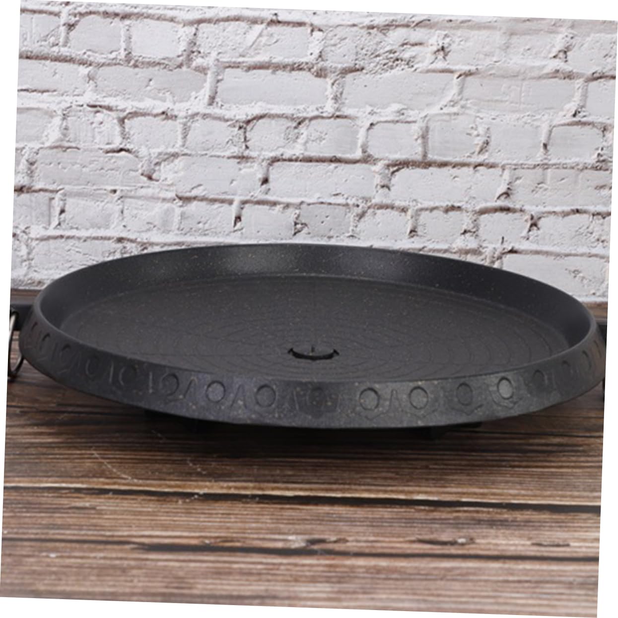 Padella Grill Antiaderente Rotonda in Ferro Nero per Barbecue All'aperto, Facile da Trasportare e Compatta, per Arrostire in Giardino