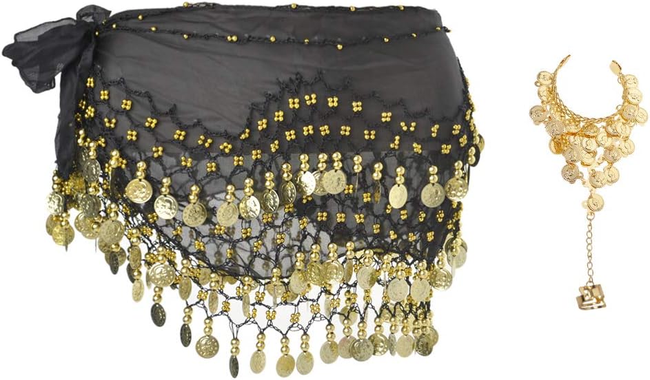 Gold Coins Belly Dance Hip Scarf, Wholesale Dance Belt & Gypsy Bracelet