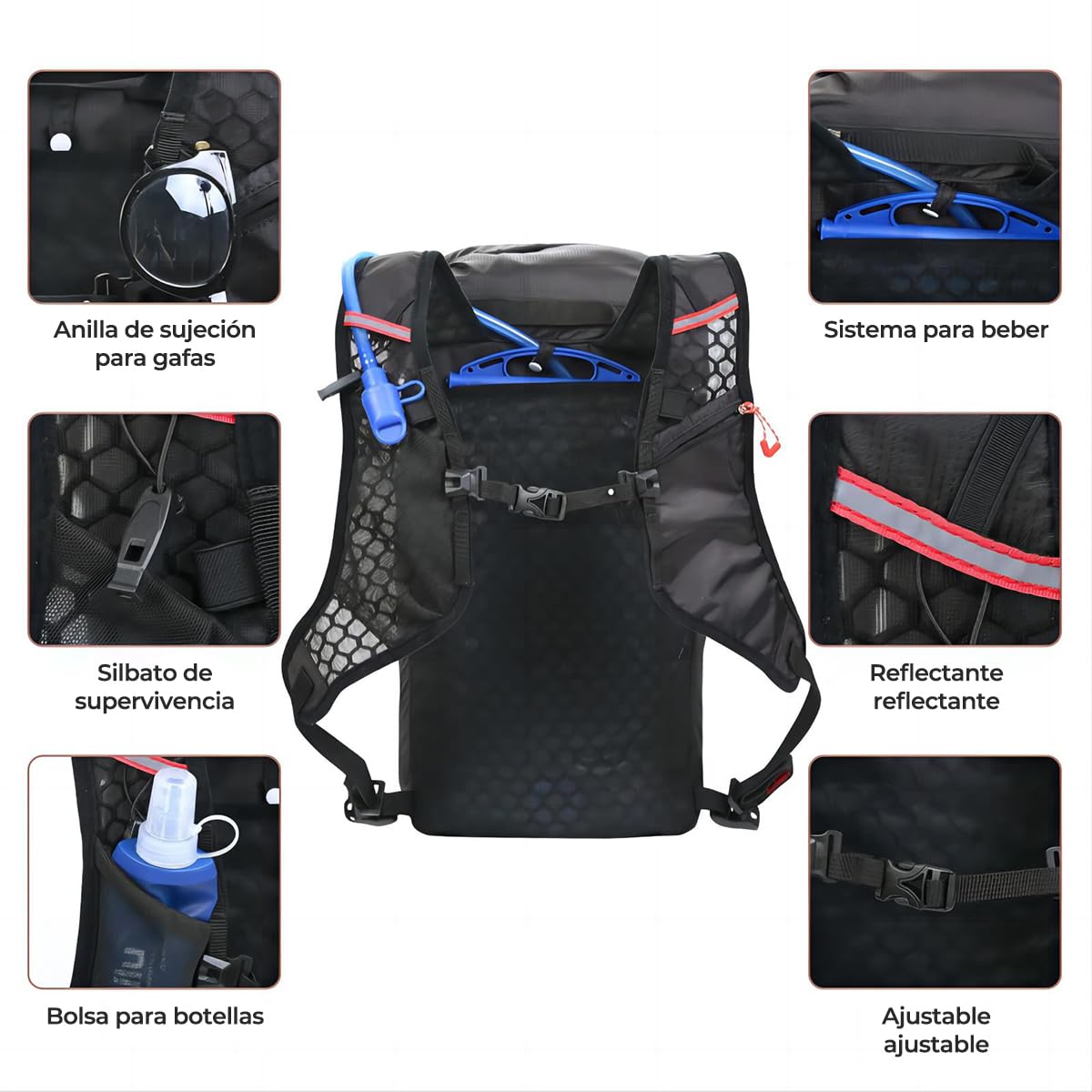 Mochila de hidratación impermeable ligera para senderismo correr ciclismo