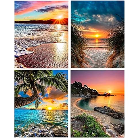 Paint by Numbers for Adults Beginners Children, DIY Hand Painted Oil Painting on Canvas for Birthday Christmas Gift, Without Frame 30 x 40 cm (4 Packs) (07) Cover