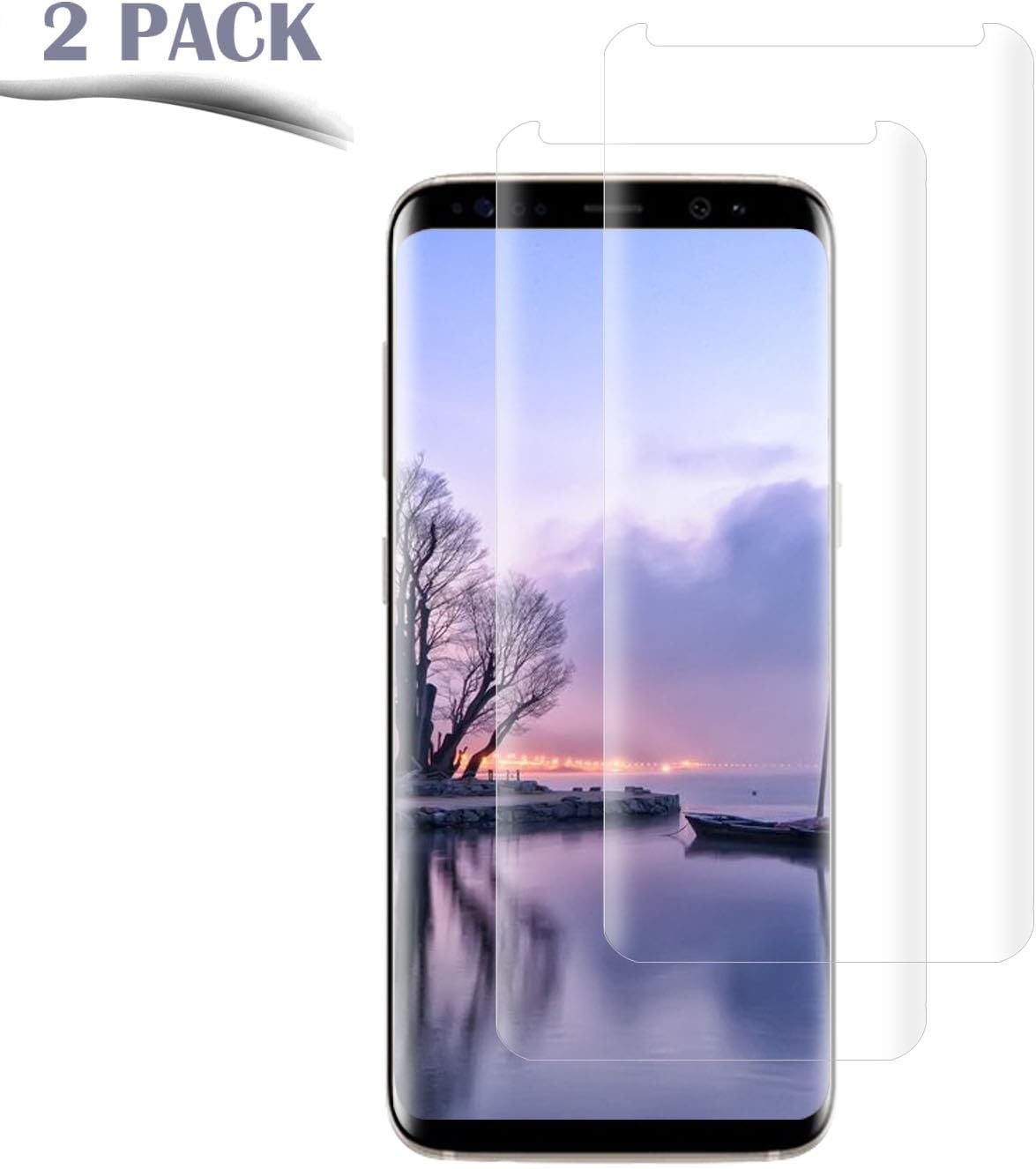 KOFOHO Galaxy S8 Screen Protector Glass,[2 Pack] Full Cover (3D Curved) Tempered Glass Screen Protector for Samsung Galaxy S8 (Transparent)