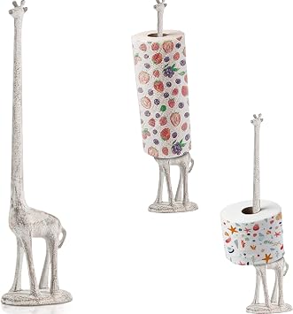 Comfify Antique White Giraffe Paper Towel & Toilet Paper Stand 18.9