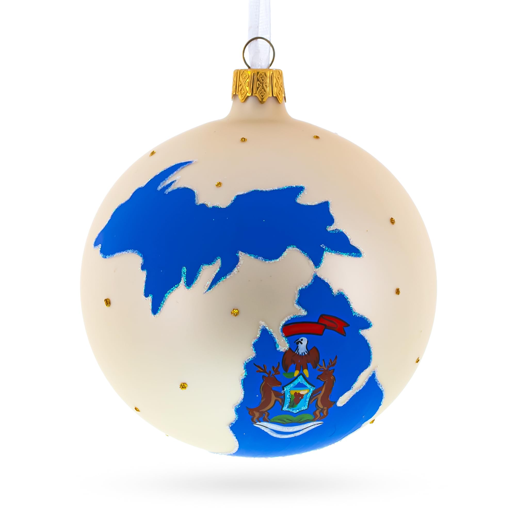 Boule de Noël Michigan State en verre de 4 pouces par BestPysanky pour sapin