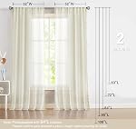 Pompom Linen Sheer Curtains for Living Room 84inches Long Decorative Natural Window Curtain Draperies for Kids Bedroom Slub Textured Voile 52" W, 1 Pair, Beige