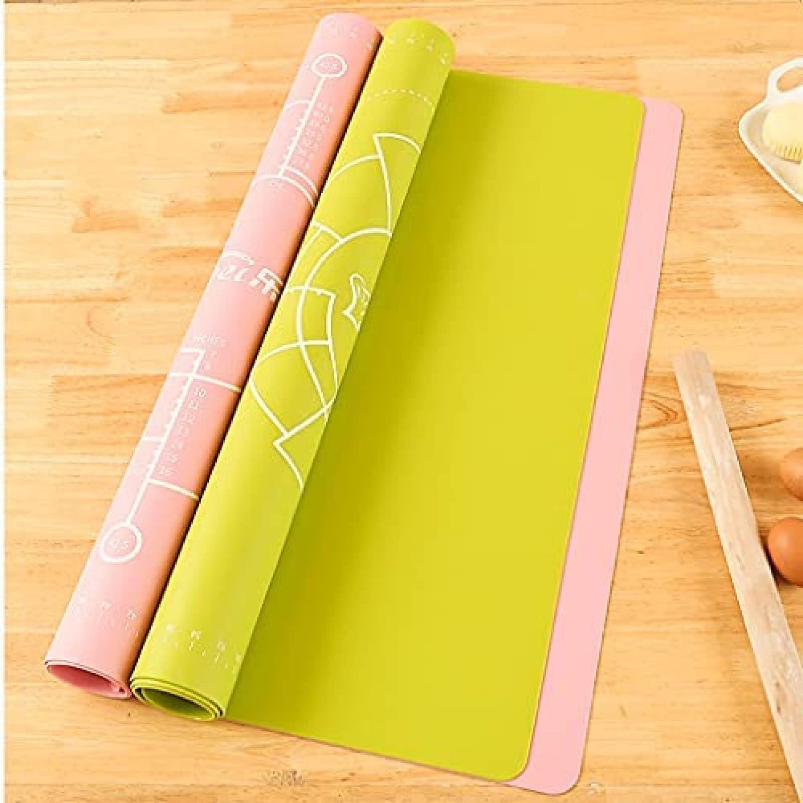 Tapis De Pâtisserie en Silicone pour Pâtisserie Et Pétrissage, Tapis À Rouler La Pâte Antiadhésif Antidérapant Grand avec Mesures Vert,Vert