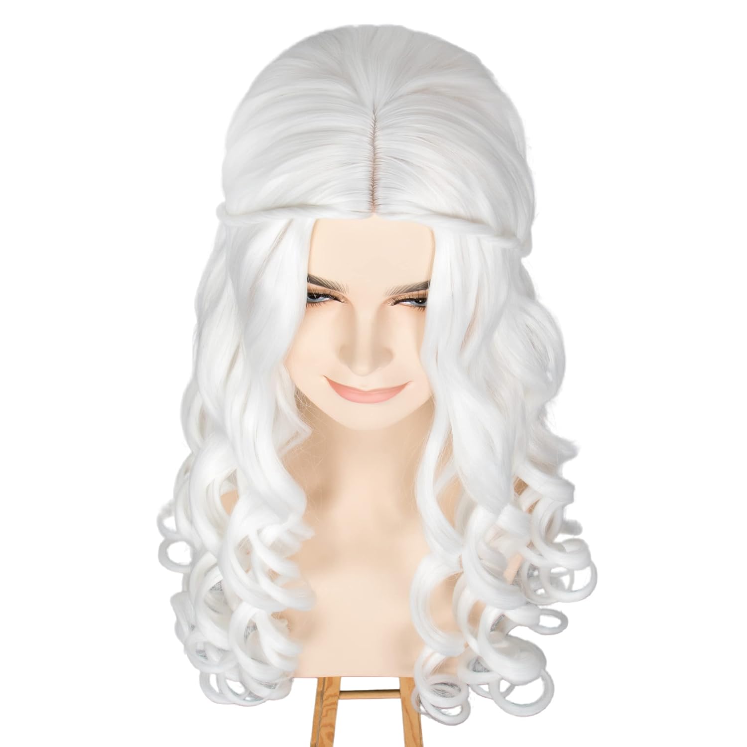 Miss U Hair Women Long Curly White Costume Wig Witch Queen Elf Cosplay Party Wig