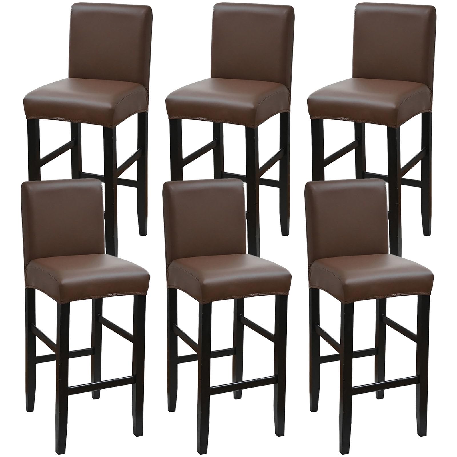 Housse de tabouret de bar imperméable et extensible en similicuir lavable lot de 6